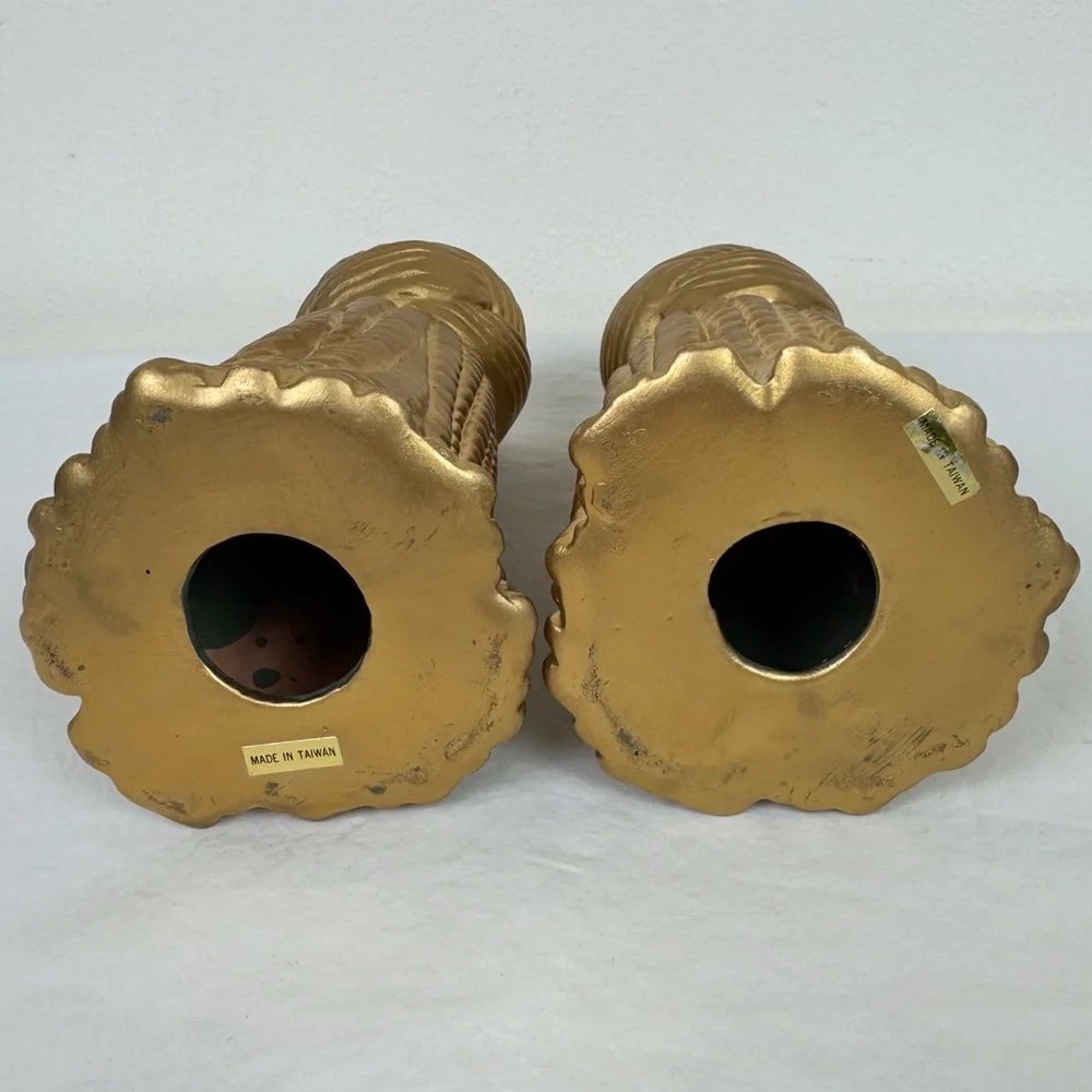Vintage Gold Ceramic Tassel Candle Holders